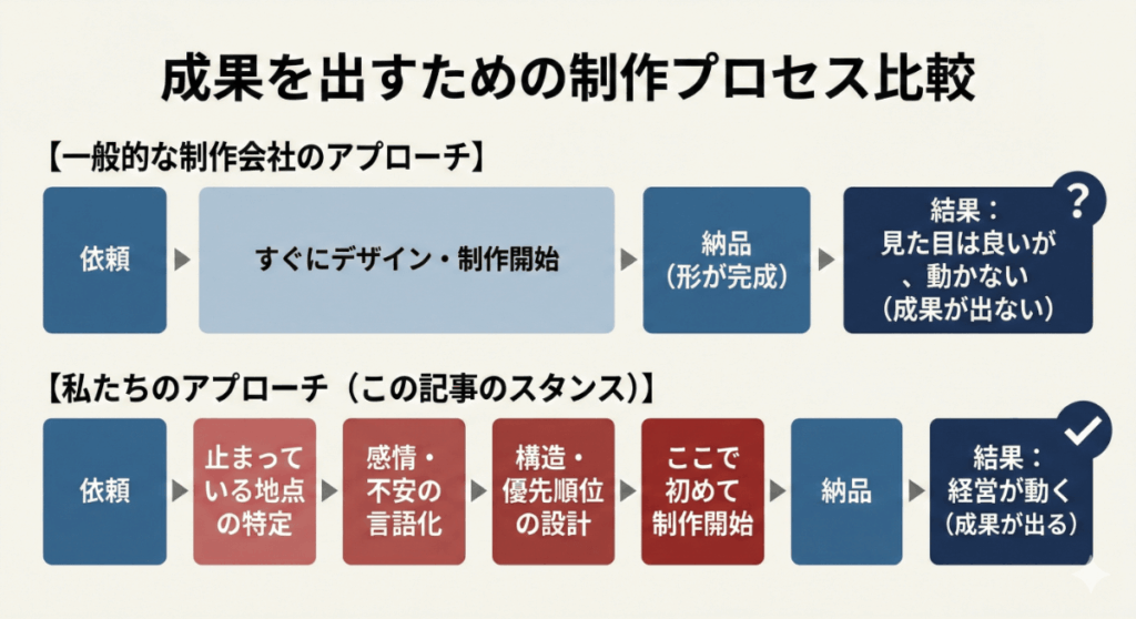 成果を出すための制作プロセス比較