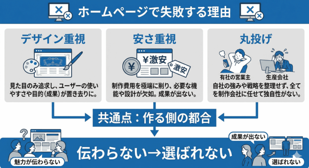 ホームページで失敗する3つの典型パターン