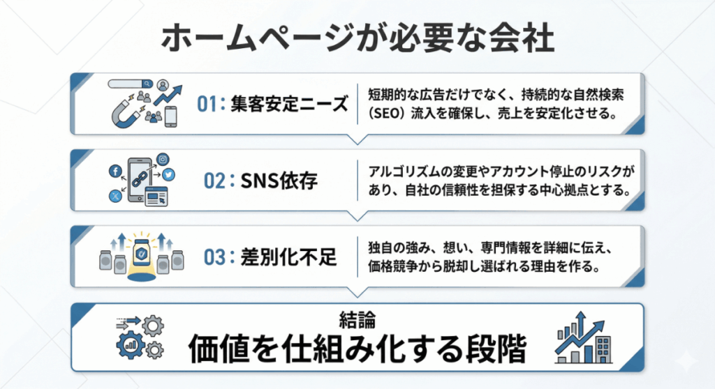 ホームページが「必要な会社」の特徴