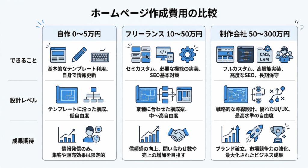 ホームページ作成費用の全体像