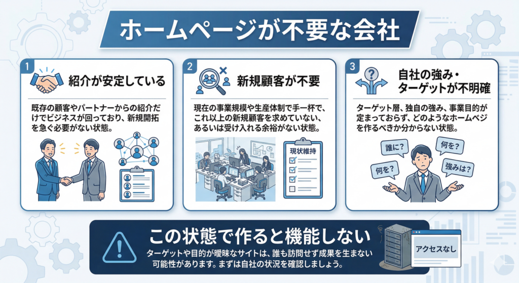 ホームページが「不要な会社」の特徴