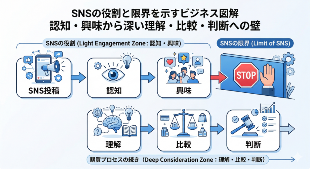 SNSだけでは売れない構造（認知止まりの問題）